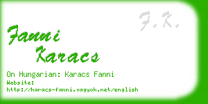 fanni karacs business card